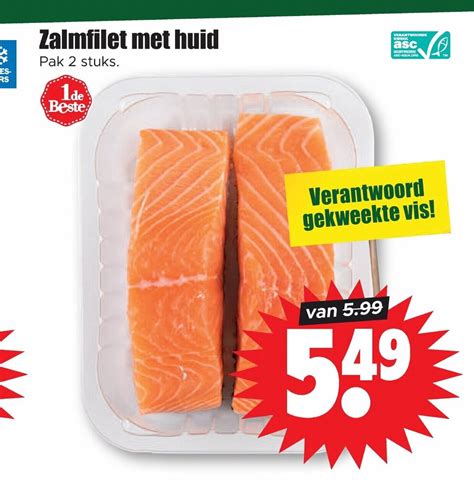 Zalmfilet Met Huid 2 Stuks Aanbieding Bij Dirk