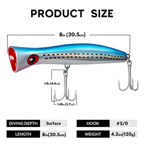 THKFISH Topwater Leurres de pêche GT Popper Leurre de pêche en eau