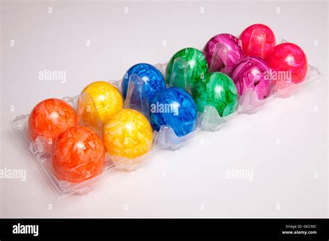 Plastic Box With Coloured Easter Eggs Stock Photo Alamy