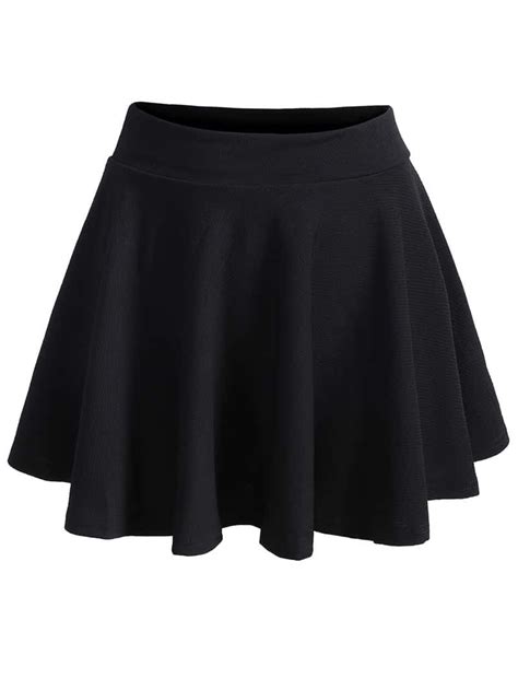 Elastic Waist Pleated Black Skirtfor Women Romwe