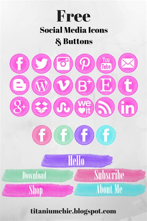 Free Social Media Icons + Buttons | Titanium Chic