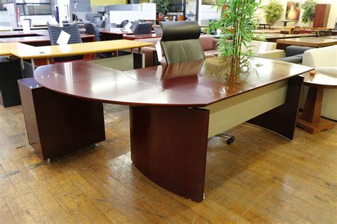 Mayline Napoli Mahogany L Desks • Peartree Office Furniture