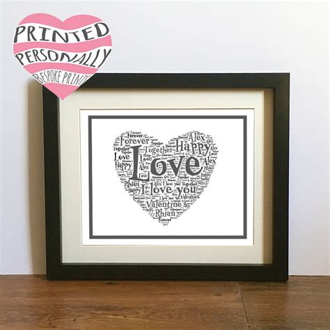 Personalised Heart Shaped Word Cloud Valentines Day Etsy