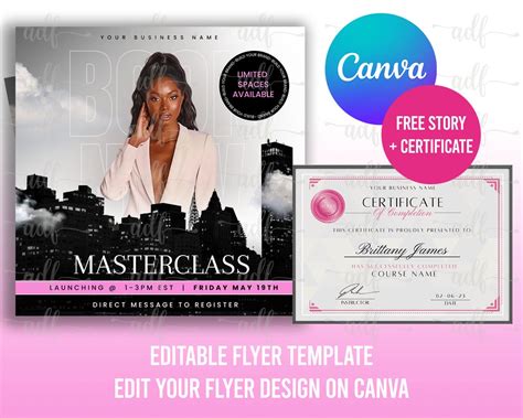 Diy Course Flyer Canva Template Editable Canva Flyer Masterclass Flyer Online Course Flyer