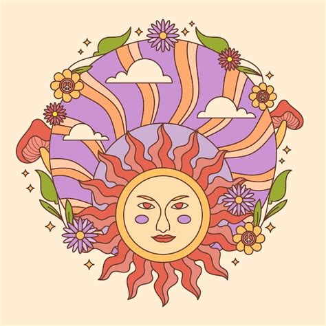 Ilustraci N De Sol Retro Dibujado A Mano Vector Premium