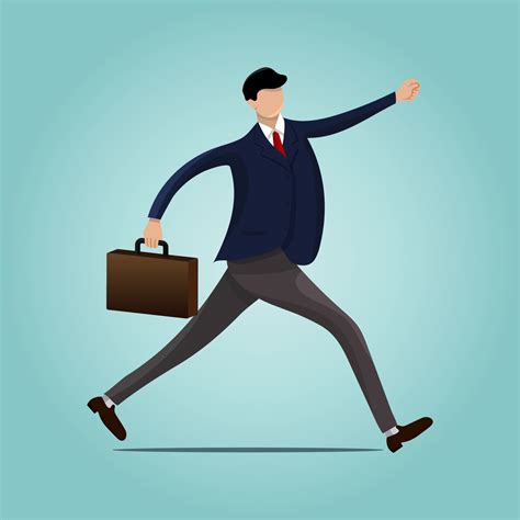 Vector Illustration Of Businessman Running Forward With A Briefcase In