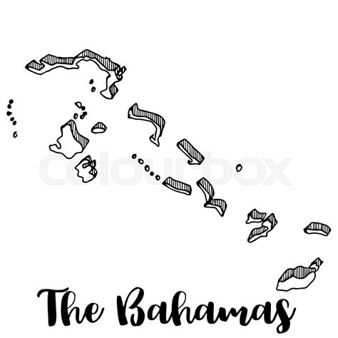 Hand Drawn Of The Bahamas Map Vector Illustration Stock Vector