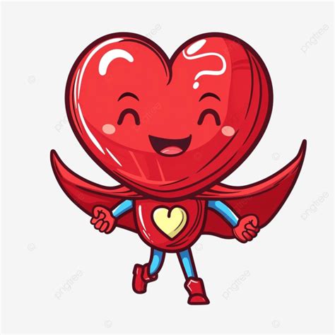 Cartoon Healthy Heart Character With Superhero Cape Active Art Cape