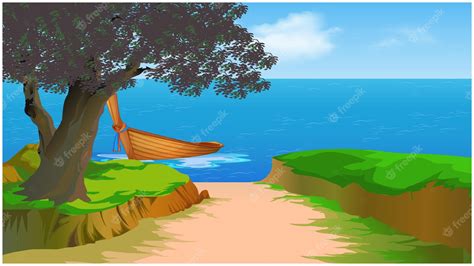 Premium Vector | River landscape background.