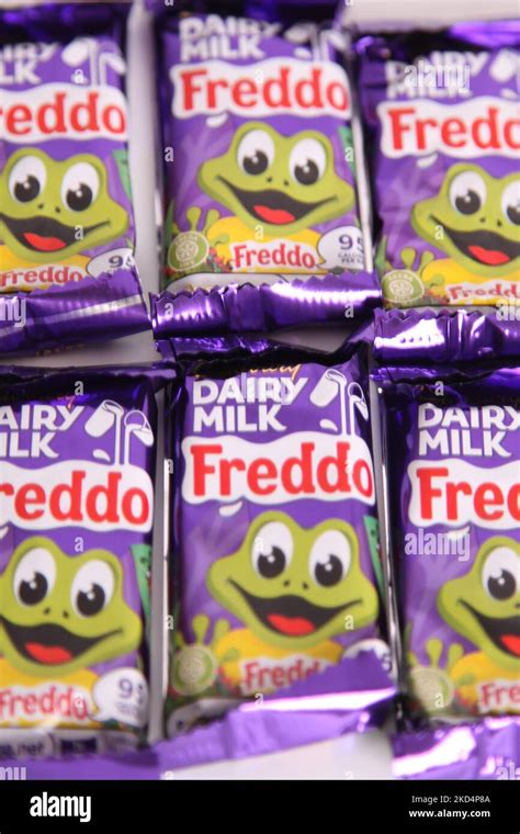 Cadbury Dairy Milk Freddo chocolate bars on white background, bar of ...