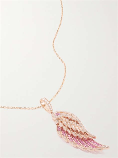 Garrard Wings Embrace Karat Rose Gold Sapphire And Diamond Necklace