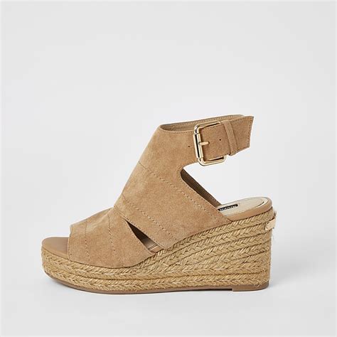 Beige Open Toe Wedge Sandals River Island