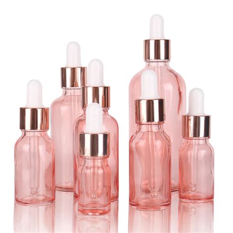 6 12 24pcs 5ml 10ml 15ml 20ml 30ml 50ml 100ml Pink Glass Dropper Bottles With Glass