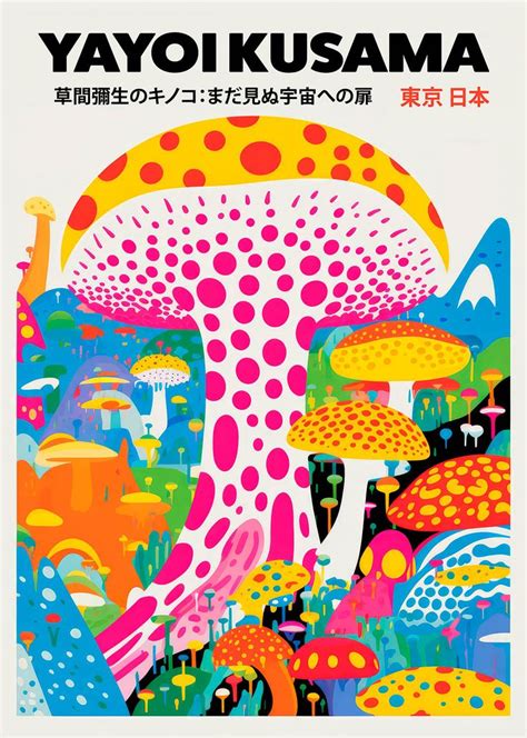 Acid Dreams Mushroom Poster Colorful Wall Art For Home Decor Yayoi