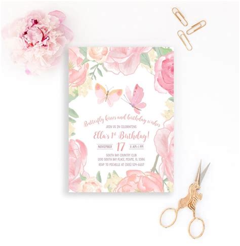 Butterfly Birthday Invitation Butterfly Invitation Pink Etsy