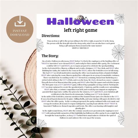 Left Right Game Halloween Printable Office Party Game - Etsy