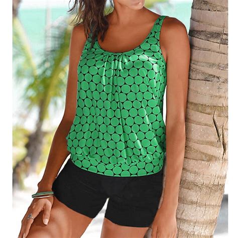 Lenago Womens Swimsuits Plus Size Two Piece Dotprint Tankini