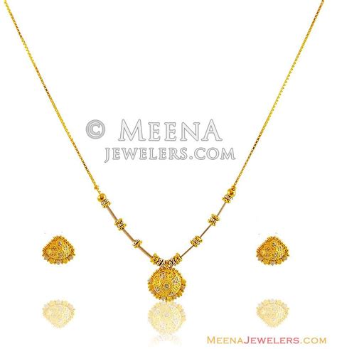 K Two Tone Necklace Set Stls K Gold Necklace Earrings