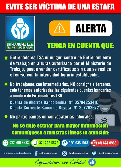 Alerta De Estafa Entrenadores Tsa Cursos De Trabajo Seguro En Alturas