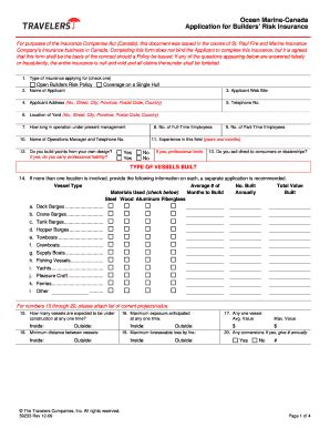 Fillable Online Application For Builders Risk Insurance Fax Email Print