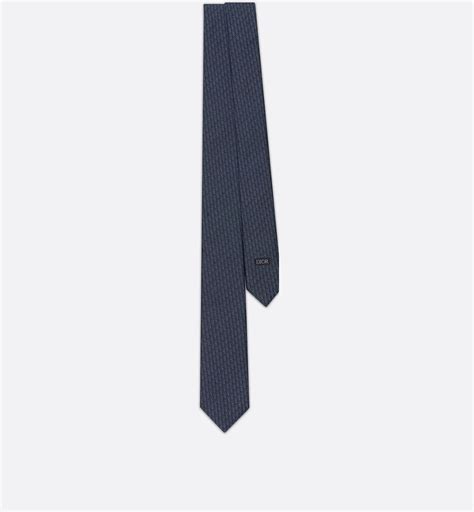 Dior Oblique Tie Blue and Black Silk | DIOR