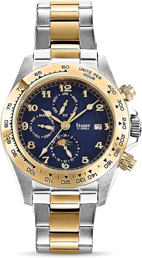 Stauer Corso Stainless Steel Automatic Watch For Men Blue Dial Analog