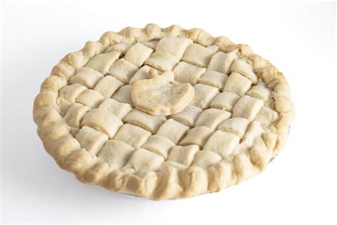 Handmade Apple Pie With A Lattice Crust Isolated On A White Background