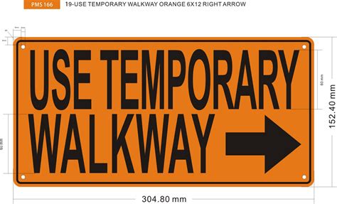 USE TEMPORARY WALKWAY LEFT ARROW SIGN (6X12,Orange,Aluminum) -ref21022 ... 