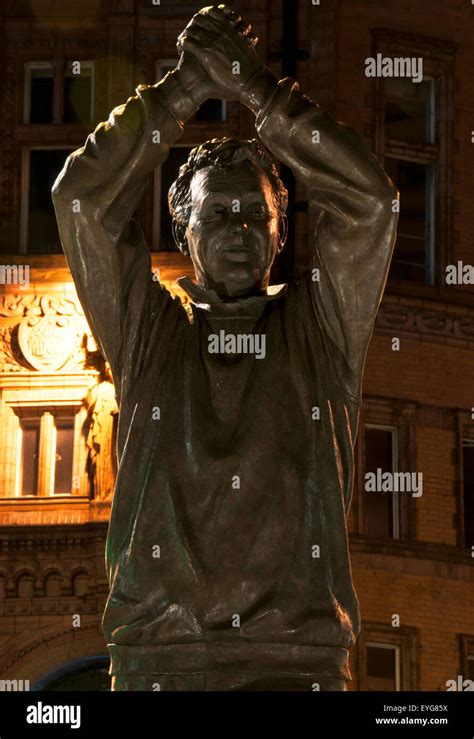 Brian Clough Statue At Night Nottingham City England Uk Stock Photo