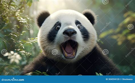 Surprised Panda Bear Laughing A Photorealistic Vray Tracing Image Stock Illustration