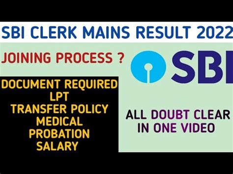 SBI Clerk Joining Process Step By Step DOCUMENT REQUIRED LPT SBI