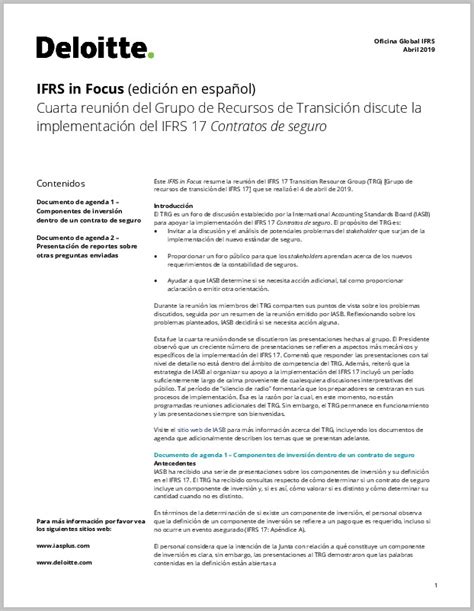 Ifrs In Focus Cuarta Reuni N Del Grupo De Recursos De Transici N