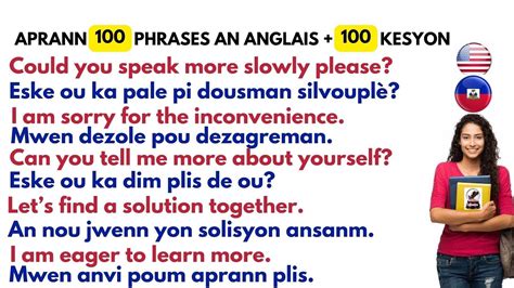 Phrases Ki Pi Komen An Anglais Aprann Pale Anglais Kou Anglais