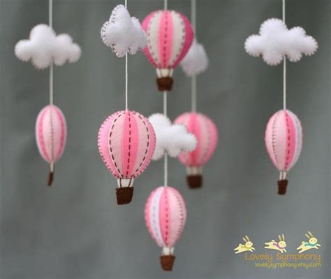 Pink Hot Air Balloons Baby Mobile Baby Mobile Etsy Balloon Mobile Balloons Baby Crafts