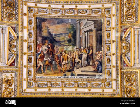 Gallery Ceiling In The Vatican Museum Stock Photo Alamy