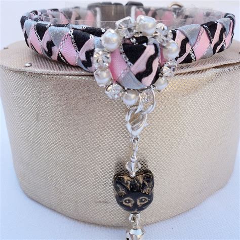 Cat Collar Pink Designer With Diamante Style Buckle Etsy