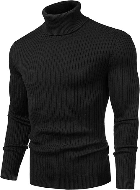 Juedoz Mens Turtleneck Sweater Slim Fit Soft Knitted Basic Pullover