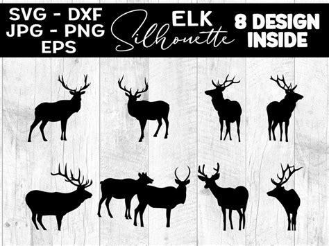 Elk Silhouettes SVG Elk Silhouette Clipart - Etsy