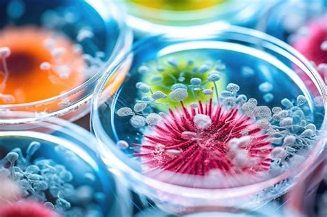 Premium AI Image | Macro close up shot of bacteria and virus cells 