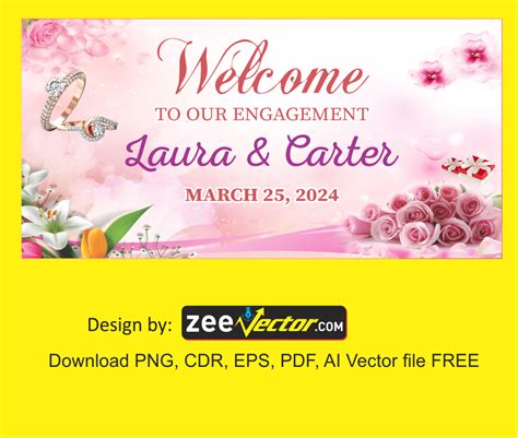 Engagement Party Banner Vector Template - Vector Design - Cdr, Ai, EPS ...