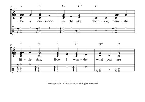 Twinkle Twinkle Little Star Fingerstyle Ukulele With Tab And Lyrics