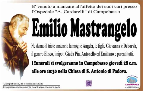 Funerali E Annunci Funebri A Campobasso Emilio Mastrangelo Funer