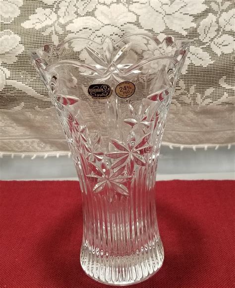 Bohemian Crystal Boc193 Floral Vase By Bohemia Crystal Etsy Bohemian Crystal Bohemia