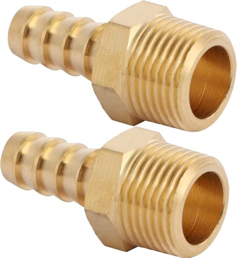 Amazon 2 Pack Brass Hose Fitting Adapter 3 8 Barb X 1 4 NPT