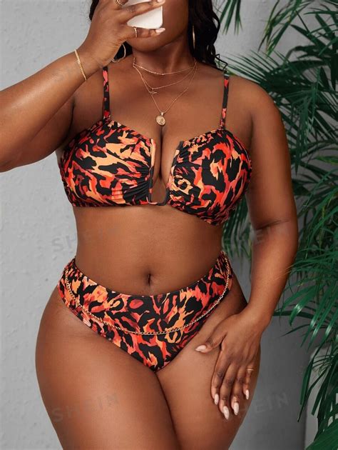 Shein Slayr Summer Beach Conjunto De Bikini De Talla Grande Con
