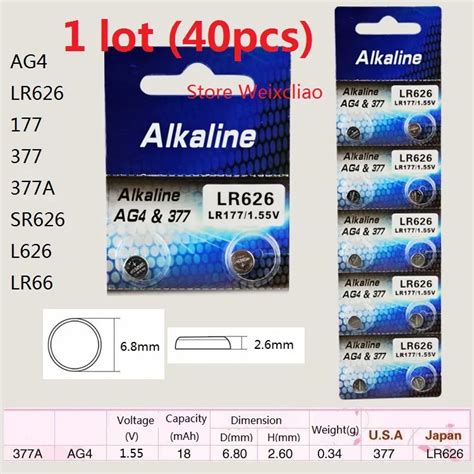 Ag Lr A Sr L Lr V Alkaline Button Cell