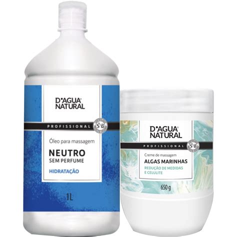 Kit Drenagem Linf Tica Reduz Edema Leo Neutro Creme Algas Marinhas