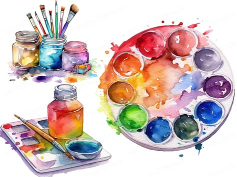 Watercolor Paint Clipart, Paint Set Clipart, Painter Clipart, Artist ...