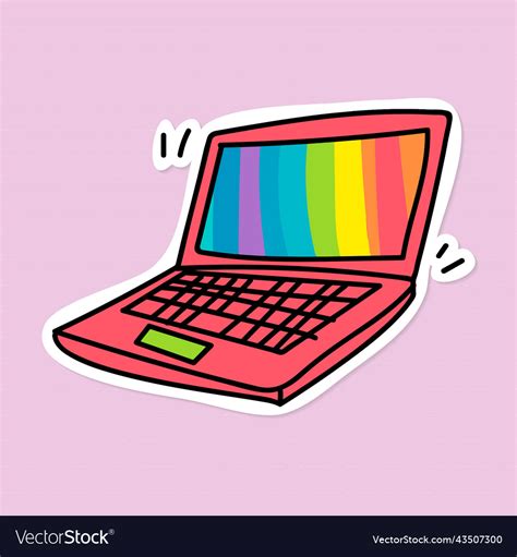 Red laptop sticker with a white border Royalty Free Vector