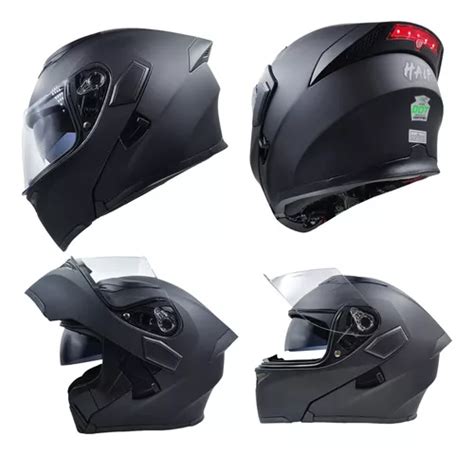 Casco Moto Luz Led Stop Abatible Mate Certificado Regalo